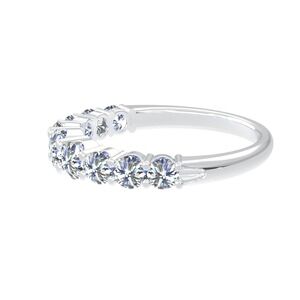White Gold 14K 9 Stones Brilliant Cut 1 ct Natural Diamond Ring Size 5.5